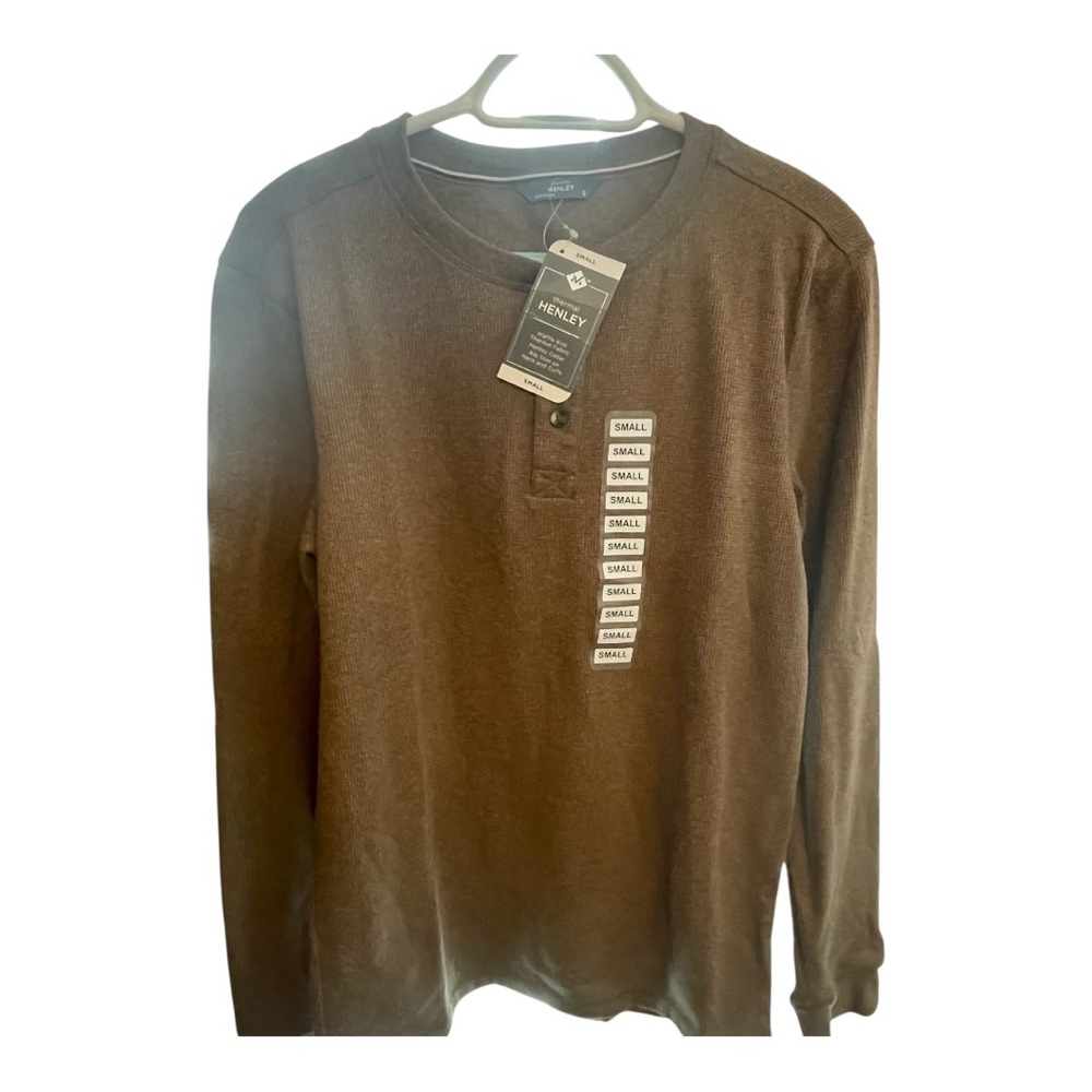 Classic Brown Henley Long Sleeve Shirt
